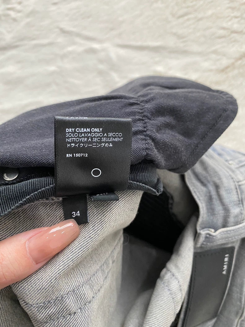 Amiri Gray Camo Patchwork Denim MX1 Pants