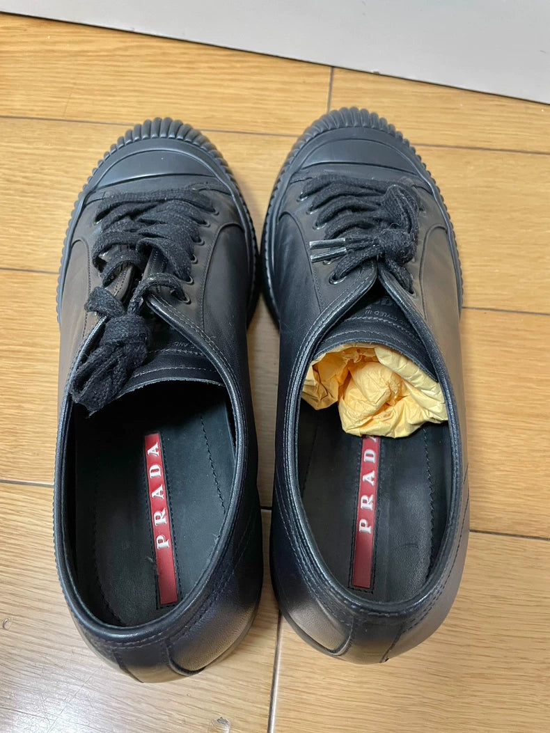 Prada Men's Shell Toe Lace-Up Sneakers