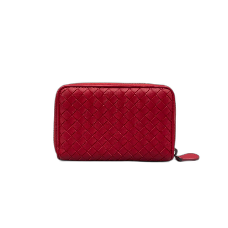 Bottega Veneta Woven Zipper Wallet Red