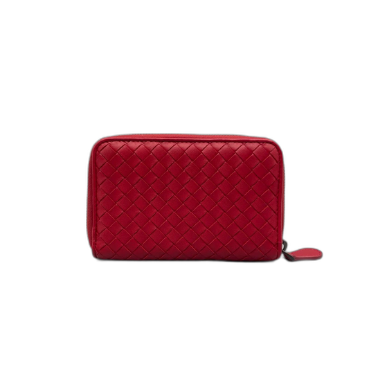 Bottega Veneta Woven Zipper Wallet Red