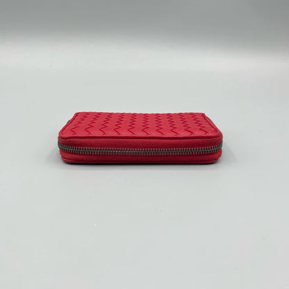 Bottega Veneta Woven Zipper Wallet Red