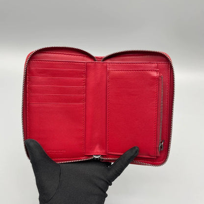 Bottega Veneta Woven Zipper Wallet Red