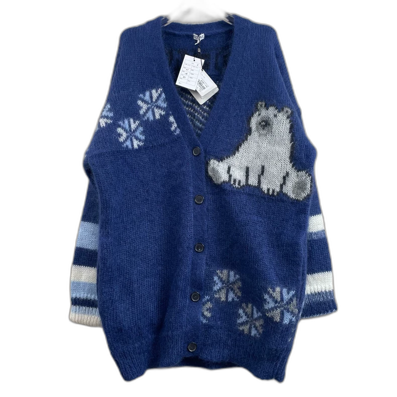 LOEWE Blue Polar Bear Knit Cardigan