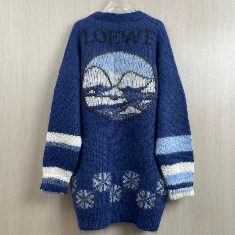 LOEWE Blue Polar Bear Knit Cardigan