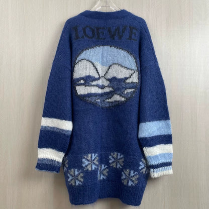 LOEWE Blue Polar Bear Knit Cardigan