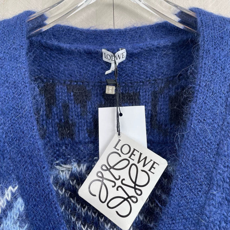 LOEWE Blue Polar Bear Knit Cardigan