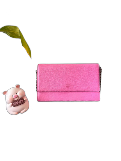 MCM Pink Logo Chain Shoulder Bag