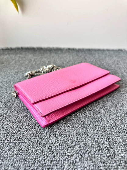 MCM Pink Logo Chain Shoulder Bag