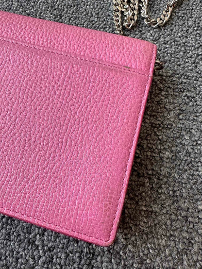 MCM Pink Logo Chain Shoulder Bag