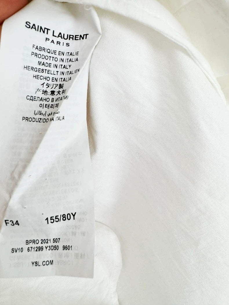 Elegant Saint Laurent White Embroidered Shirt