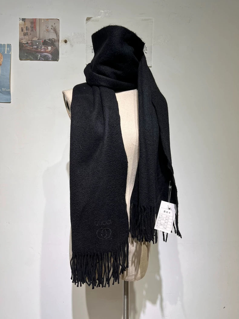 Vintage Gucci Black Alpaca Wool Scarf