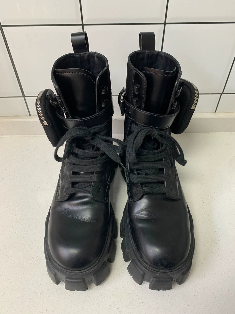 Prada Monolith Thick-Soled High-Top Boots