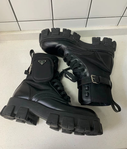 Prada Monolith Thick-Soled High-Top Boots