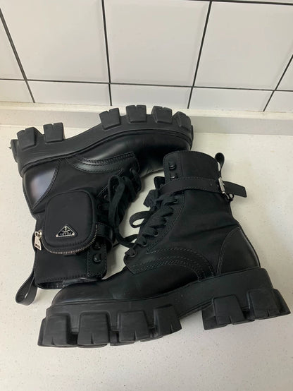 Prada Monolith Thick-Soled High-Top Boots