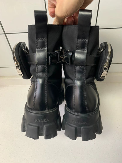 Prada Monolith Thick-Soled High-Top Boots