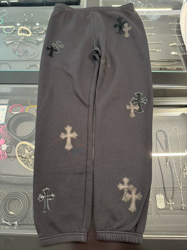 Chrome Hearts Black Cross Patch Sweatpants-yf