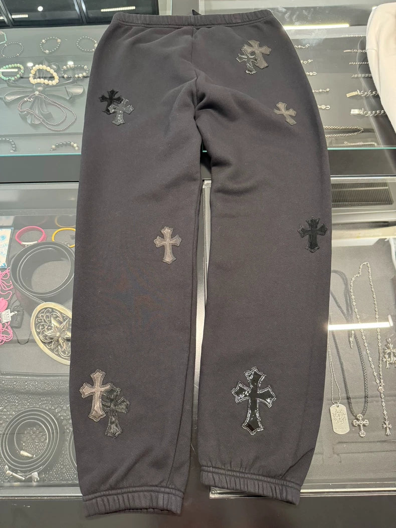 Chrome Hearts Black Cross Patch Sweatpants-yf