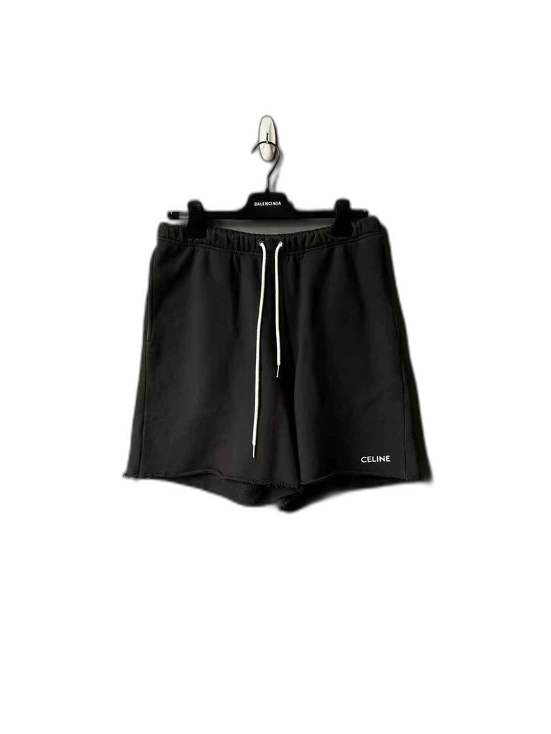 Celine Black Embroidered Logo Shorts