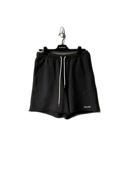 Celine Black Embroidered Logo Shorts