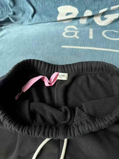 Celine Black Embroidered Logo Shorts