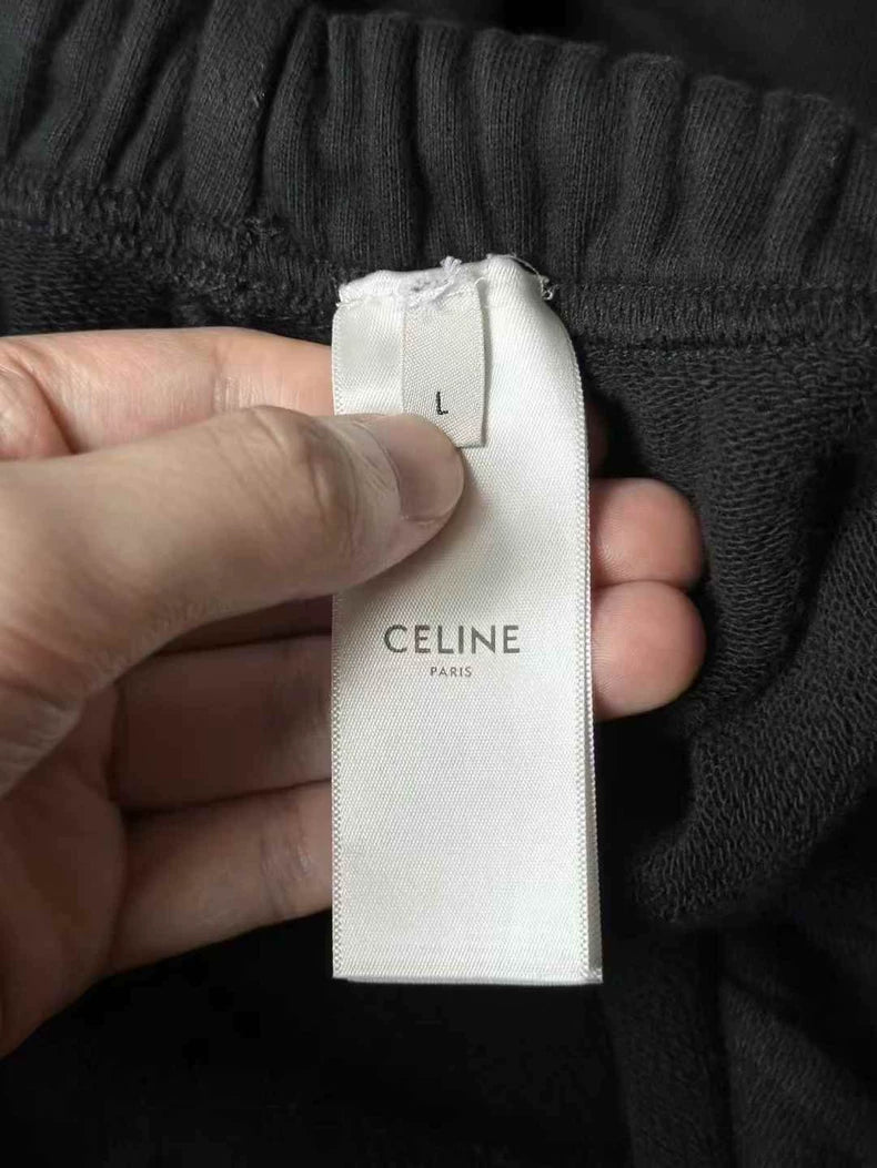 Celine Black Embroidered Logo Shorts