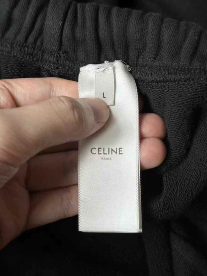 Celine Black Embroidered Logo Shorts