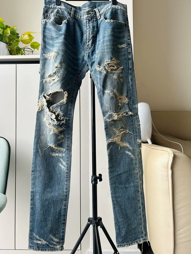 Saint Laurent Distressed Denim Pants
