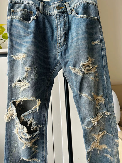 Saint Laurent Distressed Denim Pants