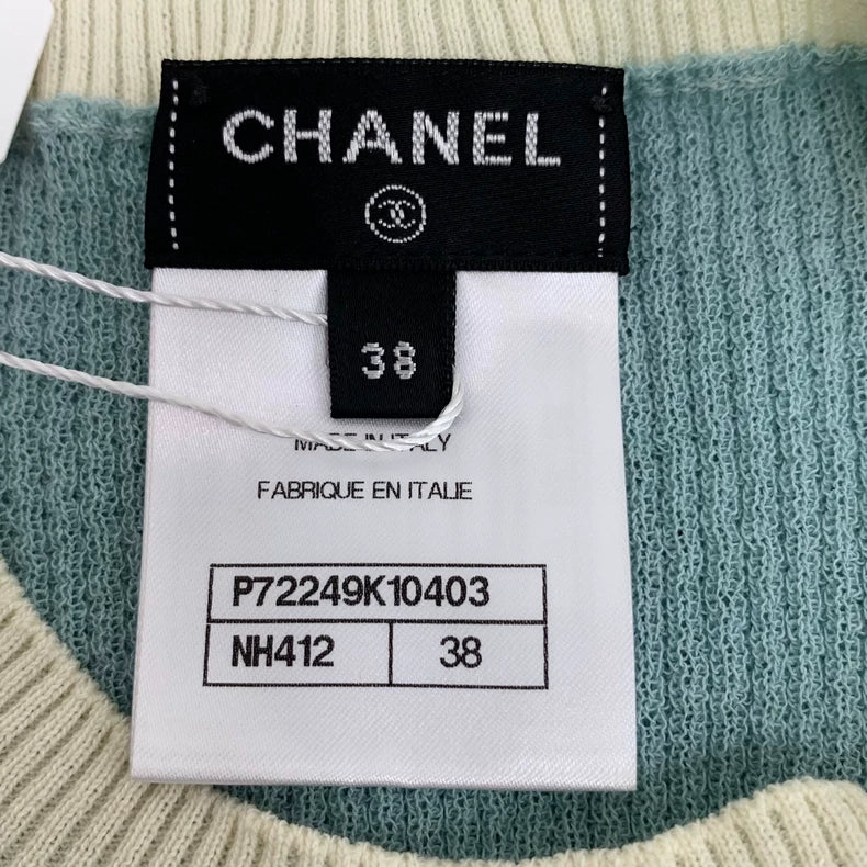 Blue Logo Rhinestone Knit Short Sleeve Shirt