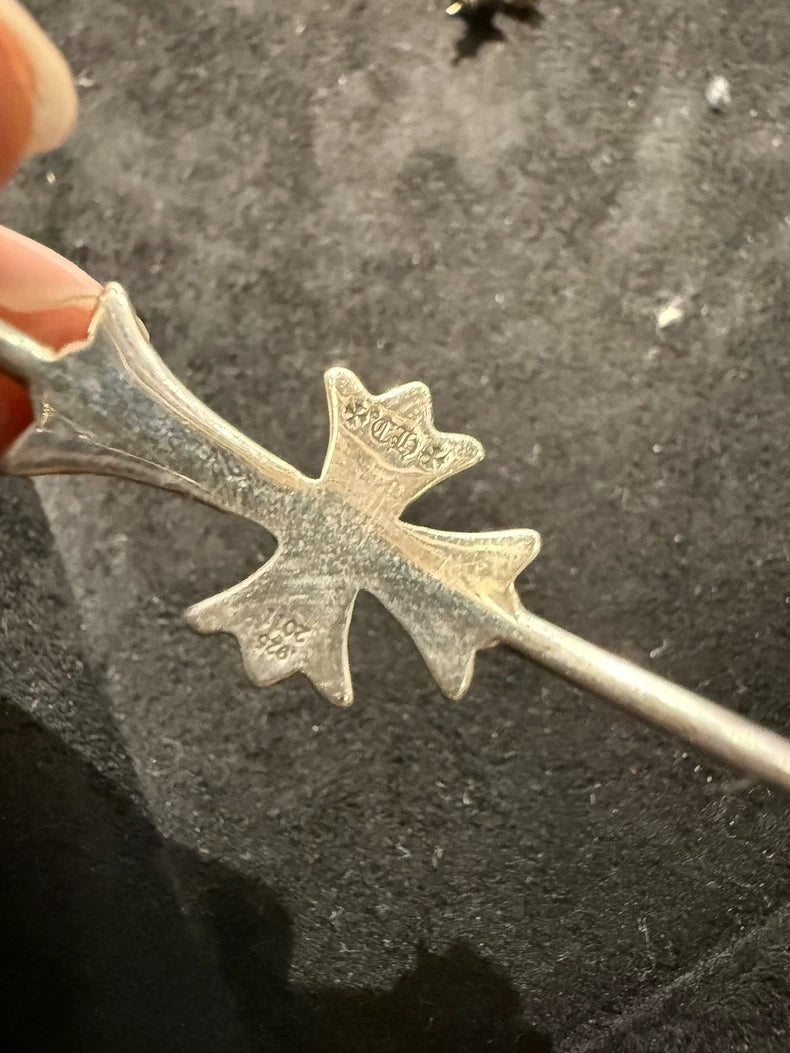 Chrome Hearts Cross Earrings with Flower Design