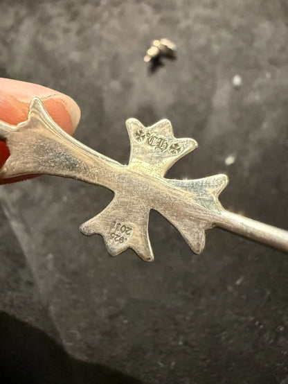 Chrome Hearts Cross Earrings with Flower Design