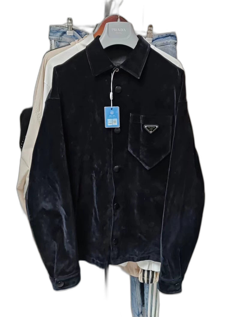 Prada Velvet Long Sleeve Button Jacket