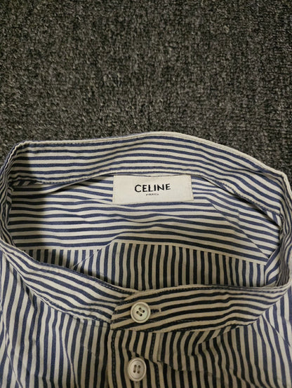 Celine Striped Stand-Collar Shirt-yf