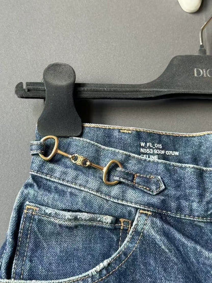 Celine Gold Buckle Denim Pants Size 26