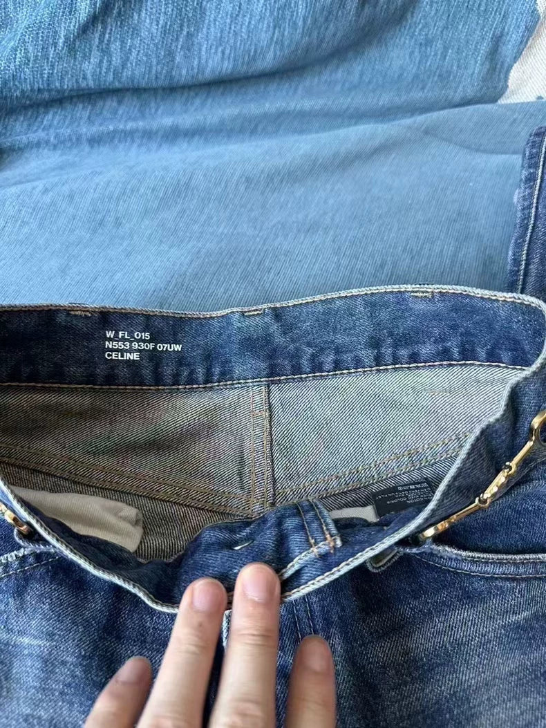 Celine Gold Buckle Denim Pants Size 26