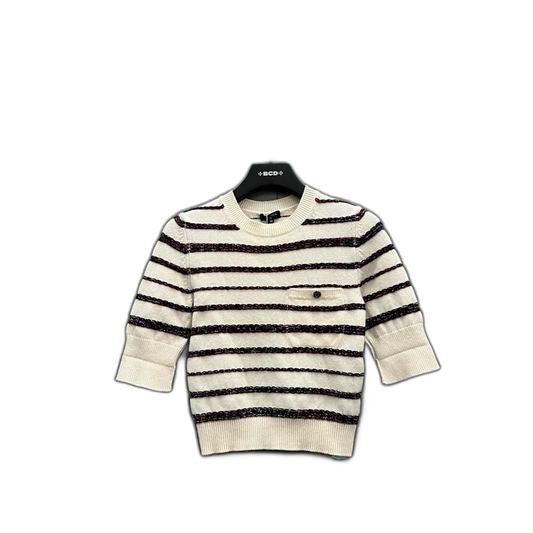 CHANEL Striped Cashmere Knit Sweater Size 34