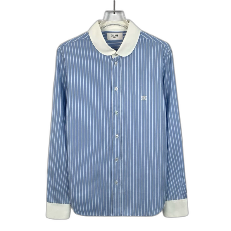 Celine Striped Embroidered Long Sleeve Shirt