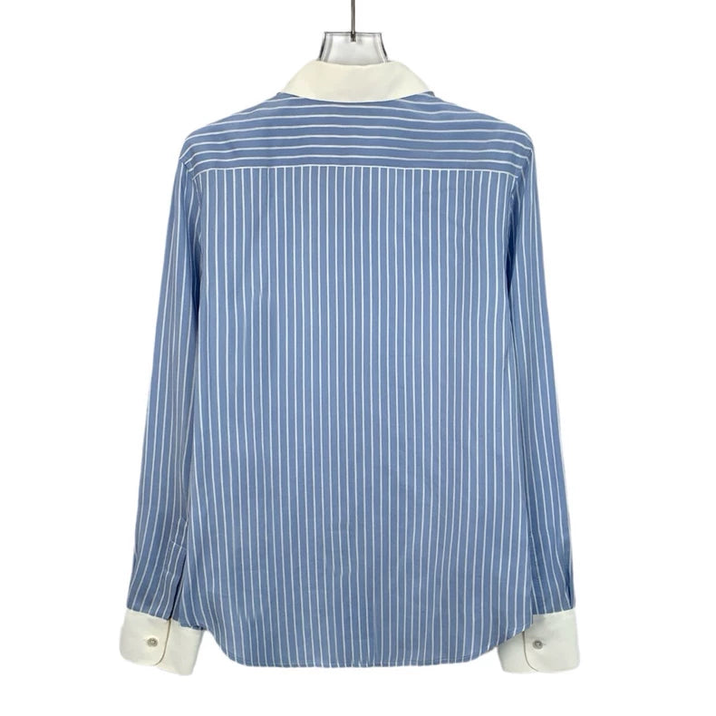 Celine Striped Embroidered Long Sleeve Shirt