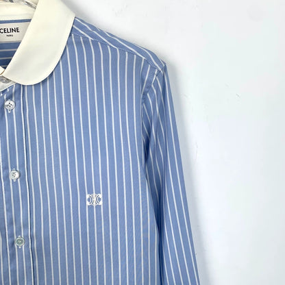 Celine Striped Embroidered Long Sleeve Shirt