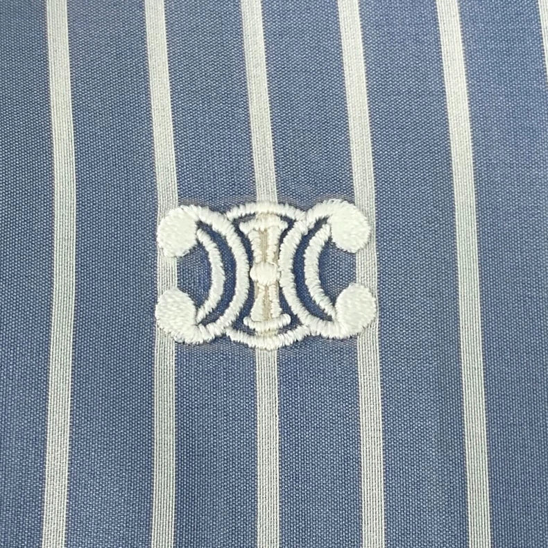 Celine Striped Embroidered Long Sleeve Shirt