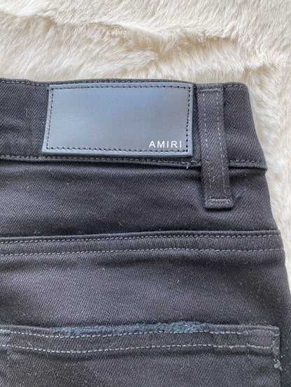 Black Sports Stripe Distressed Denim Pants