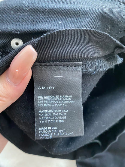 Black Sports Stripe Distressed Denim Pants