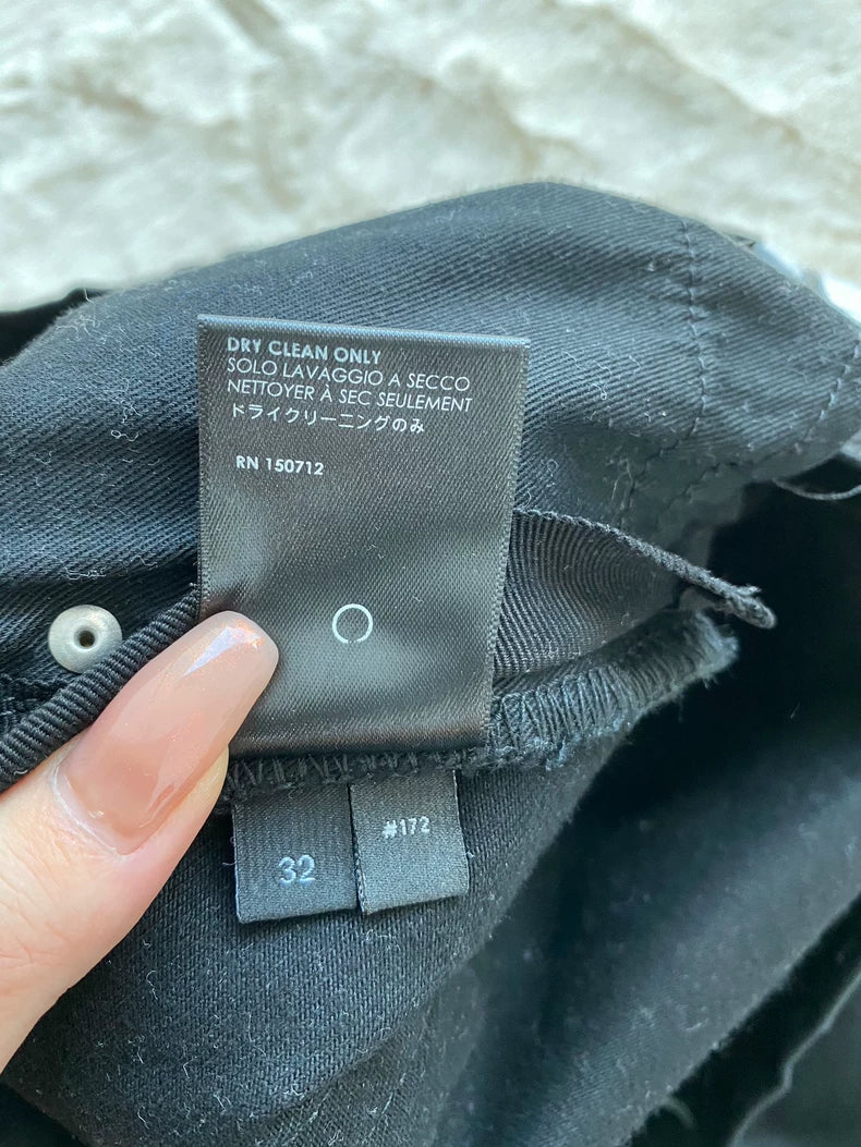 Black Sports Stripe Distressed Denim Pants