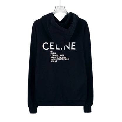 Celine Logo Cotton Hoodie with Drawstring