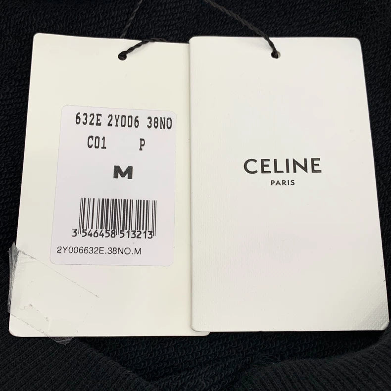 Celine Logo Cotton Hoodie with Drawstring