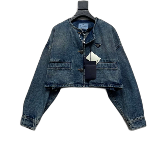 PRADA Distressed Cropped Denim Jacket