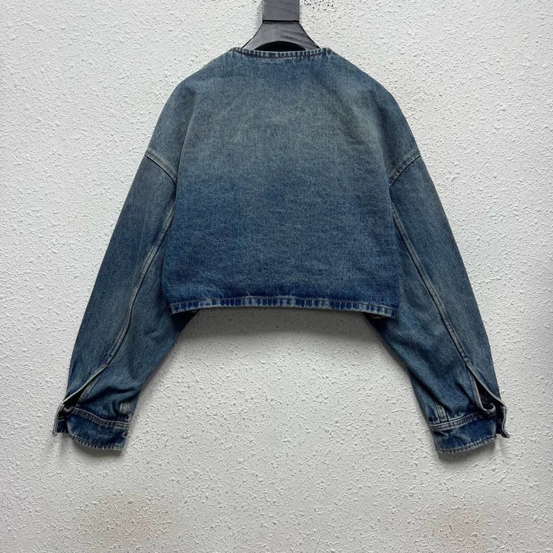 PRADA Distressed Cropped Denim Jacket