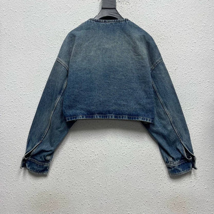 PRADA Distressed Cropped Denim Jacket