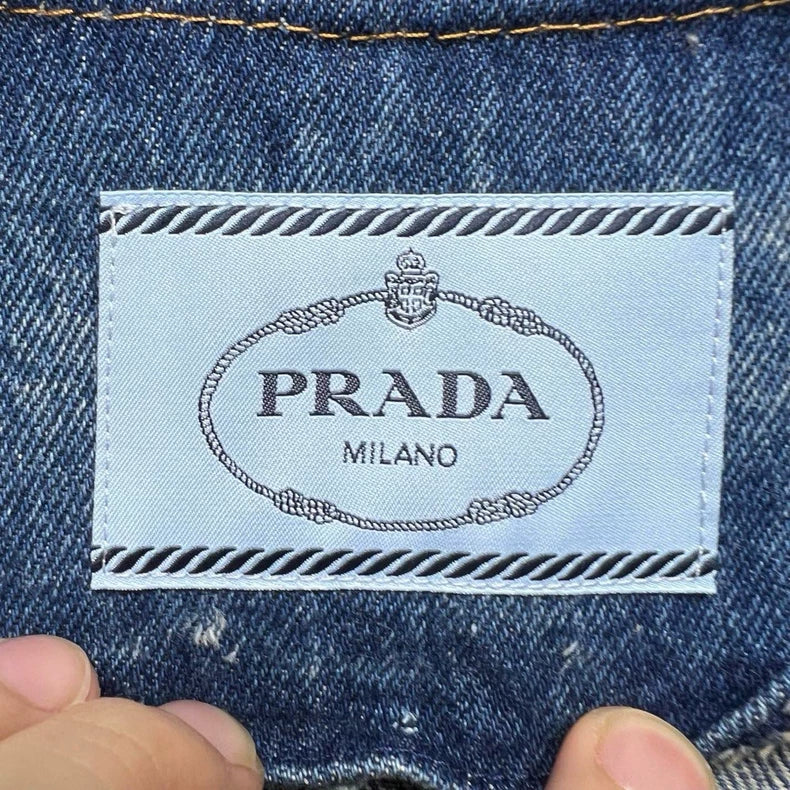 PRADA Distressed Cropped Denim Jacket