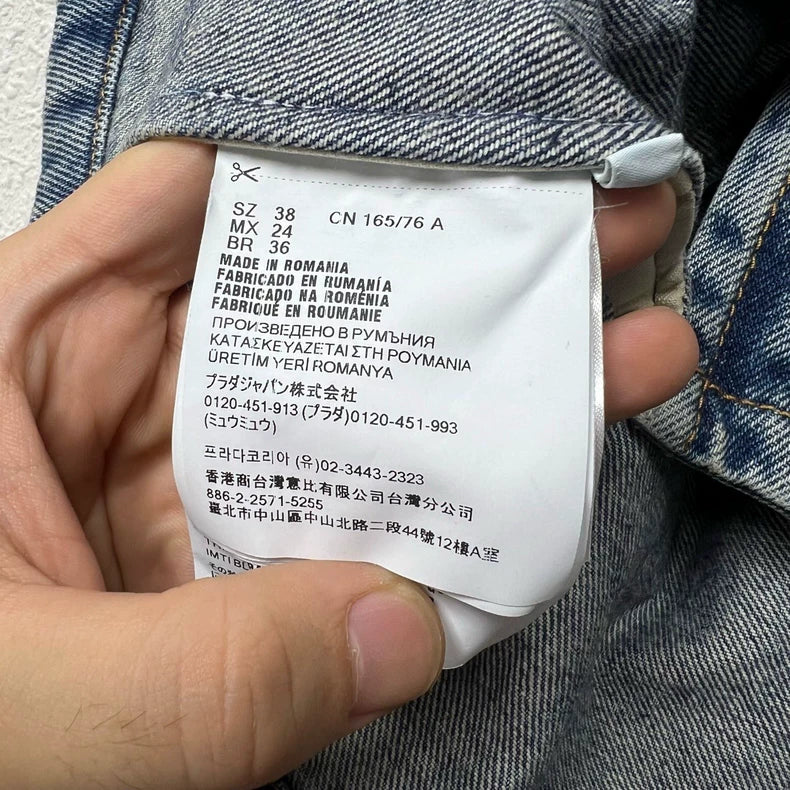 PRADA Distressed Cropped Denim Jacket